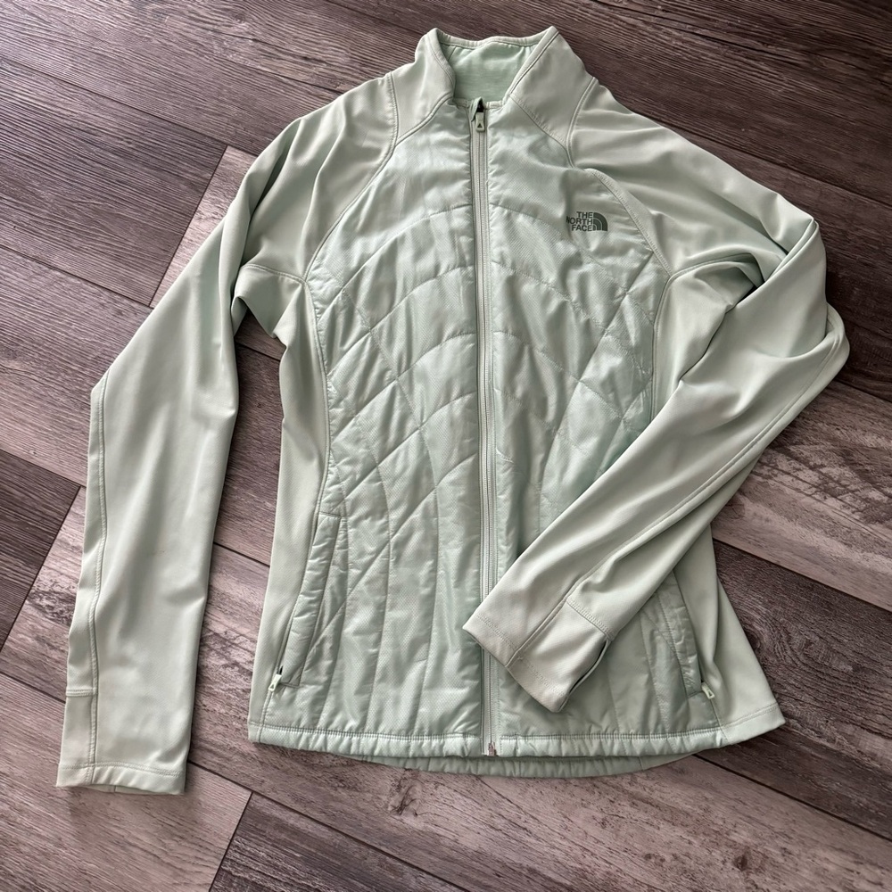 north face light green full zip jacket spring flash dry